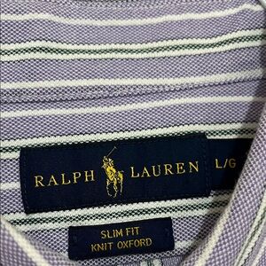 Ralph Lauren Lavender and White Striped Knit Shirt